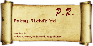 Paksy Richárd névjegykártya