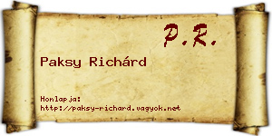 Paksy Richárd névjegykártya